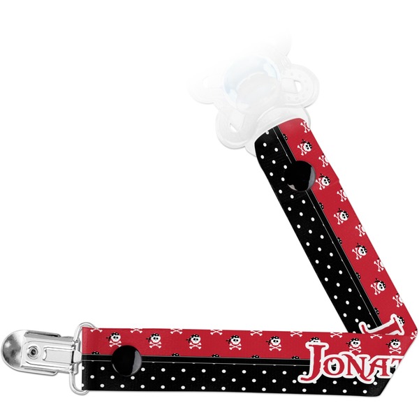 Custom Pirate & Dots Pacifier Clip (Personalized)