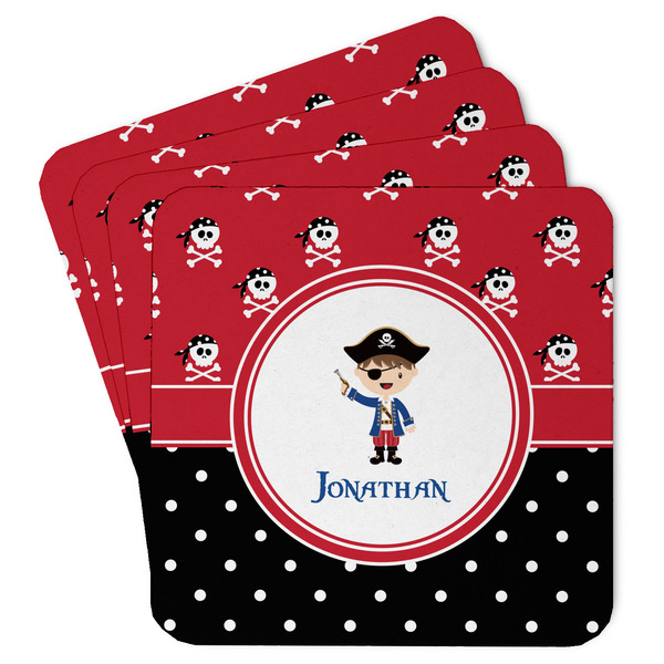 Custom Pirate & Dots Paper Coasters w/ Name or Text