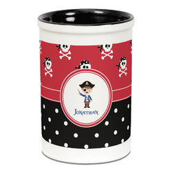 Pirate & Dots Ceramic Pencil Holders - Black