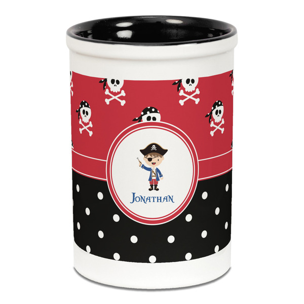 Pirate & Dots Pencil Holder - Black