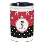 Pirate & Dots Ceramic Pencil Holders - Blue