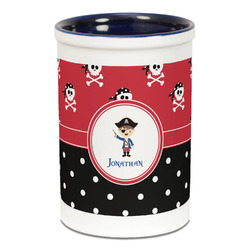 Pirate & Dots Ceramic Pencil Holders - Blue