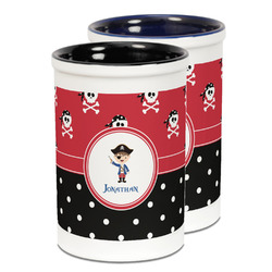 Pirate & Dots Ceramic Pencil Holder - Large