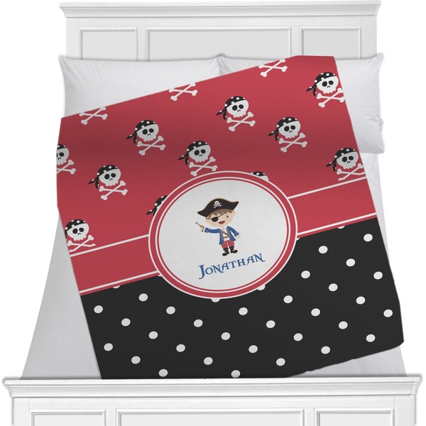 Custom Pirate & Dots Minky Blanket - 40"x30" - Single Sided (Personalized)