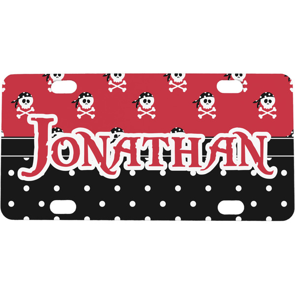 Custom Pirate & Dots Mini / Bicycle License Plate (4 Holes) (Personalized)