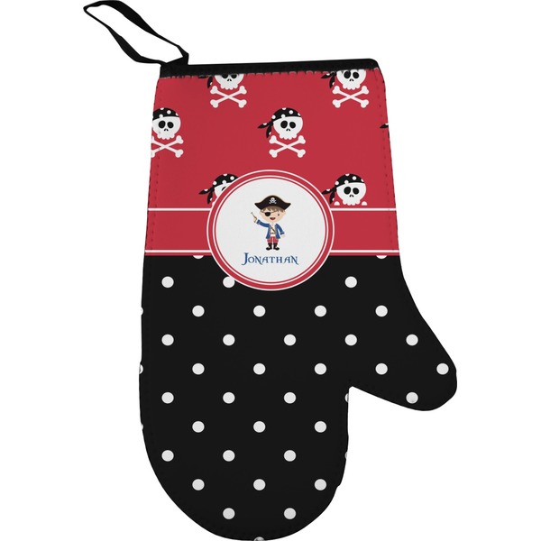 Custom Pirate & Dots Right Oven Mitt (Personalized)