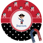 Pirate & Dots Round Fridge Magnet (Personalized)