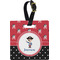 Pirate & Dots Plastic Luggage Tag - Square w/ Name or Text