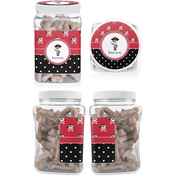 Pirate & Dots Pet Treat Jar - Multiple Angles