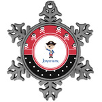 Pirate & Dots Vintage Snowflake Ornament (Personalized)