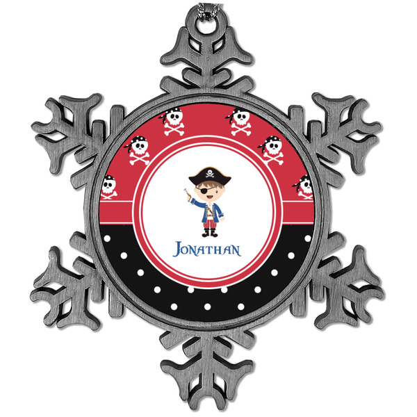 Custom Pirate & Dots Vintage Snowflake Ornament (Personalized)