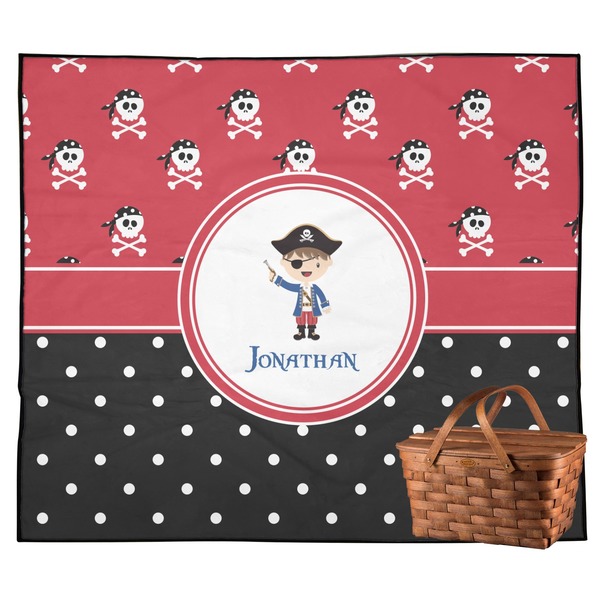 Custom Pirate & Dots Outdoor Picnic Blanket (Personalized)