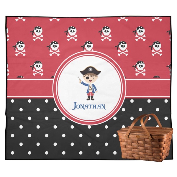 Custom Pirate & Dots Outdoor Picnic Blanket (Personalized)
