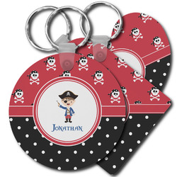 Pirate & Dots Plastic Keychain (Personalized)