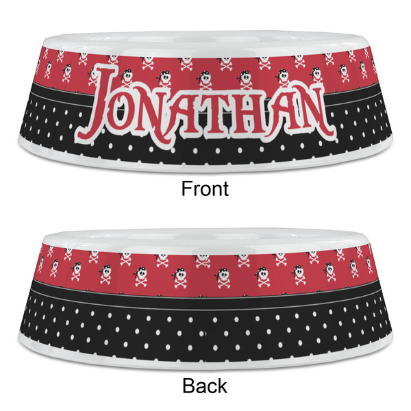 Pirate & Dots Plastic Pet Bowls - Large - APPROVAL