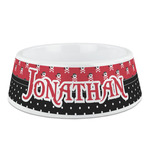 Pirate & Dots Plastic Dog Bowl (Personalized)