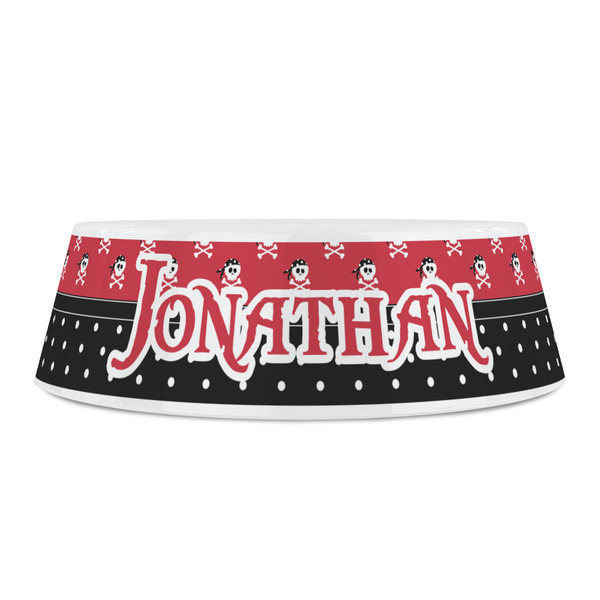 Pirate & Dots Plastic Pet Bowls - Small - FRONT