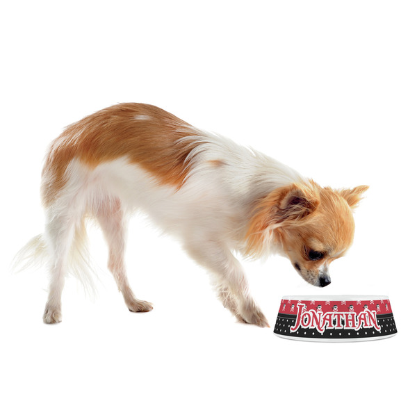 Pirate & Dots Plastic Pet Bowls - Small - LIFESTYLE