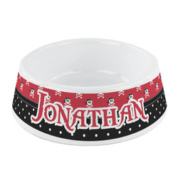 Pirate & Dots Plastic Dog Bowl - Small (Personalized)