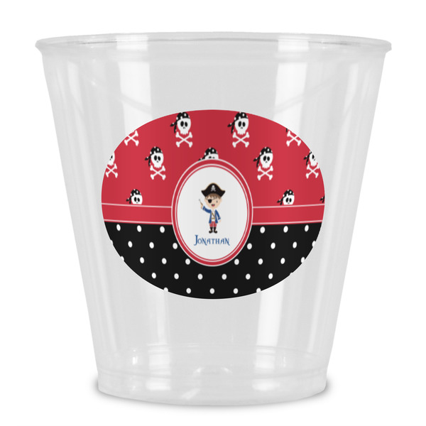 Custom Pirate & Dots Plastic Shot Glass (Personalized)