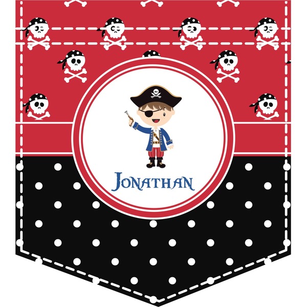 Custom Pirate & Dots Iron On Faux Pocket (Personalized)
