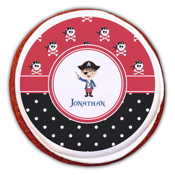 Pirate & Dots Printed Icing Circle - Large - On Cookie