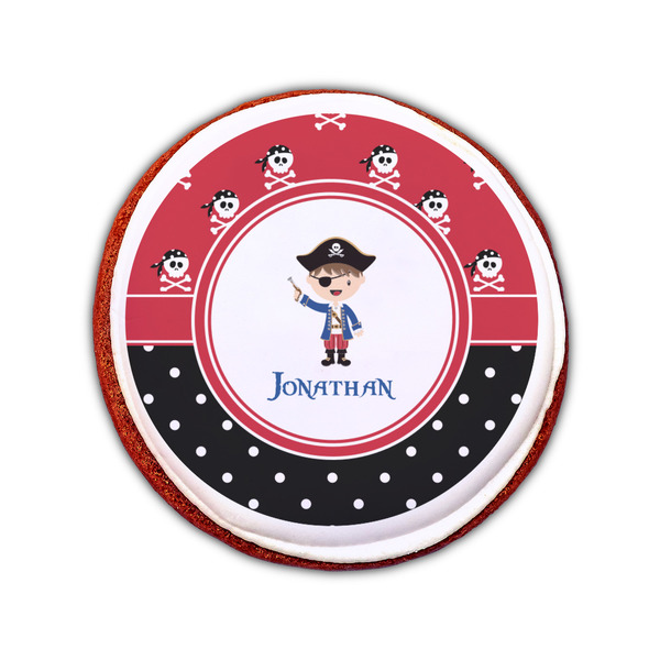 Pirate & Dots Printed Icing Circle - Small - On Cookie