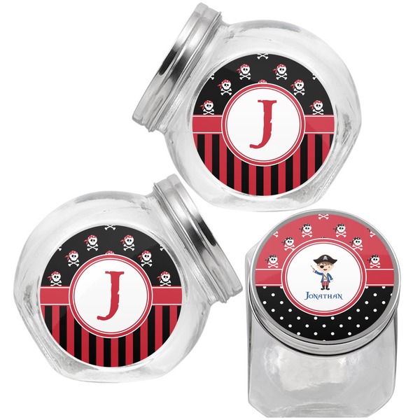 Pirate & Dots Puppy Treat Jar - Top Left Right