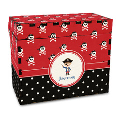 Pirate & Dots Wood Recipe Box - Full Color Print (Personalized)