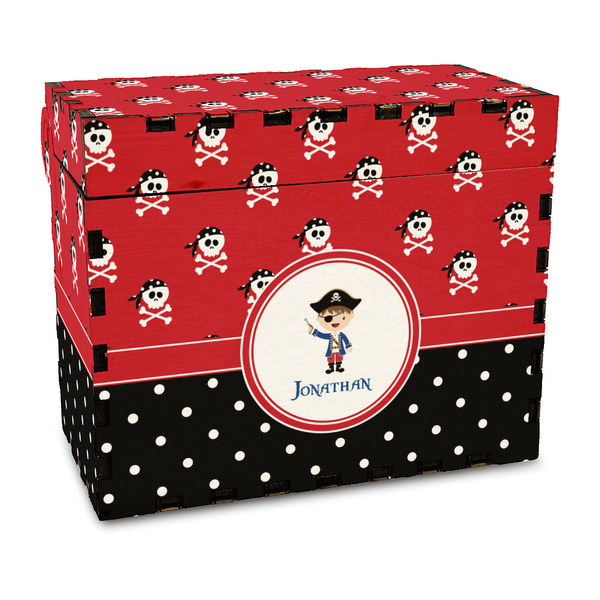 Custom Pirate & Dots Wood Recipe Box - Full Color Print (Personalized)
