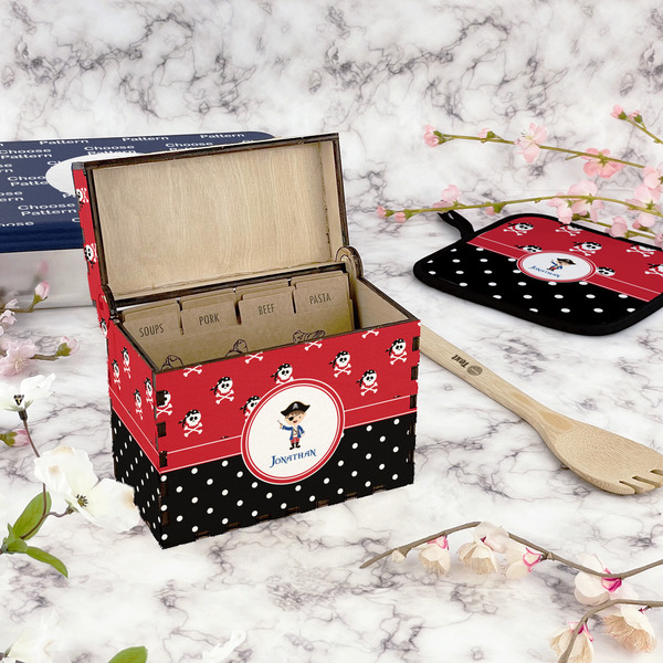 Pirate & Dots Recipe Box - Full Color - In Context