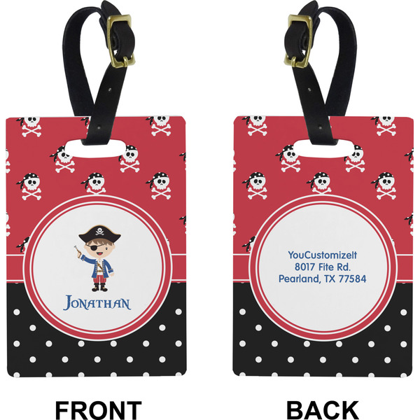 Pirate & Dots Rectangle Luggage Tag (Front + Back)