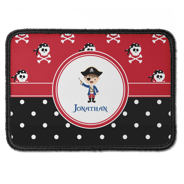 Custom Pirate & Dots Iron On Rectangle Patch w/ Name or Text