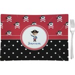Pirate & Dots Rectangular Glass Appetizer / Dessert Plate - Single or Set (Personalized)