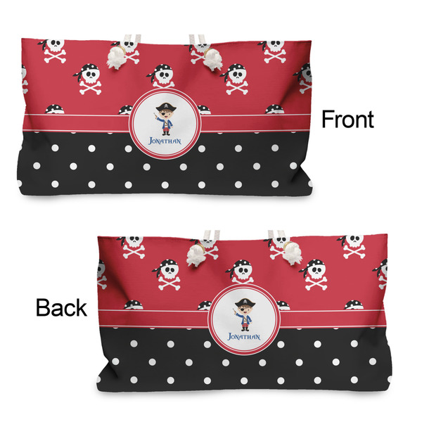 Pirate & Dots Large Rope Tote - From & Back View