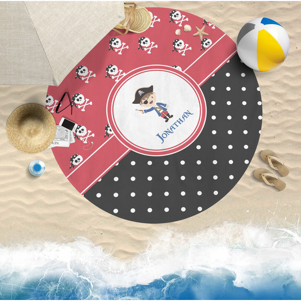 Pirate & Dots Round Beach Towel Lifestyle