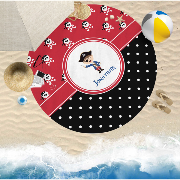 Pirate & Dots Round Beach Towel Lifestyle