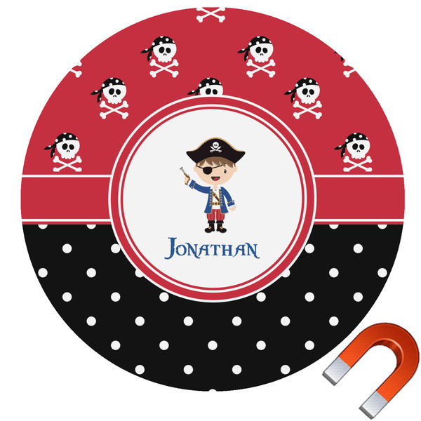 Custom Pirate & Dots Round Car Magnet - 10" (Personalized)