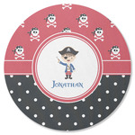 Pirate & Dots Round Rubber Backed Coaster (Personalized)