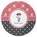 Pirate & Dots Round Rubber Backed Coaster (Personalized)