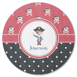 Pirate & Dots Round Rubber Backed Coaster (Personalized)