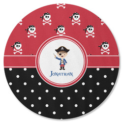 Pirate & Dots Round Rubber Backed Coaster (Personalized)