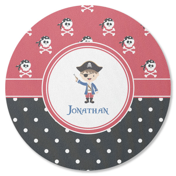 Custom Pirate & Dots Round Rubber Backed Coaster (Personalized)