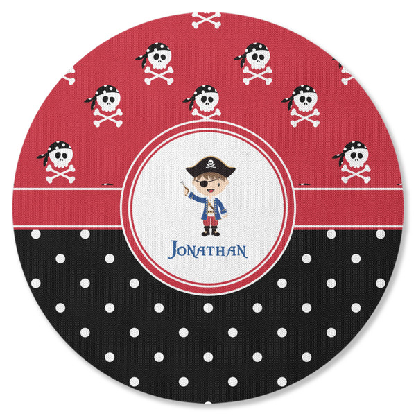 Custom Pirate & Dots Round Rubber Backed Coaster (Personalized)