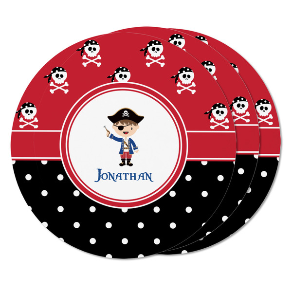 Pirate & Dots Round Fridge Magnet - THREE