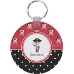 Pirate & Dots Round Plastic Keychain (Personalized)