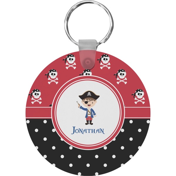 Pirate & Dots Round Keychain (Personalized)