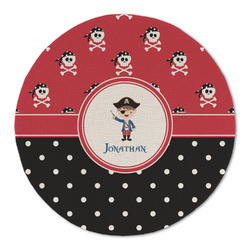 Pirate & Dots Round Linen Placemat - Single Sided (Personalized)