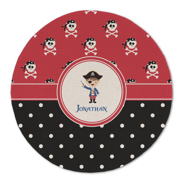 Custom Pirate & Dots Round Linen Placemat (Personalized)