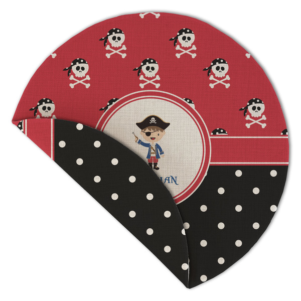 Pirate & Dots Round Linen Placemats - Front (folded corner double sided)